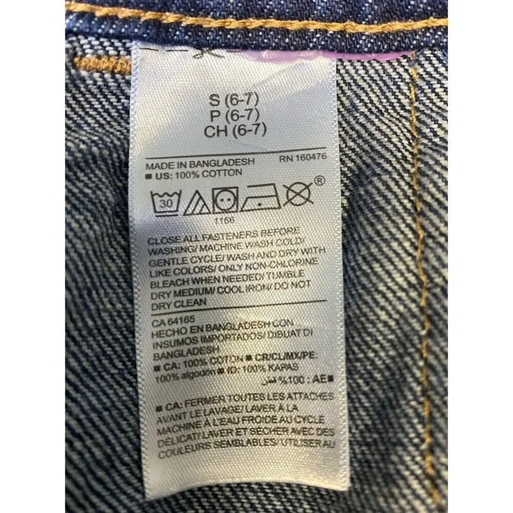 Old Navy Girls Jean Skirt Snap Front Adjustable Waist Size S 6/7 Denim Skirt